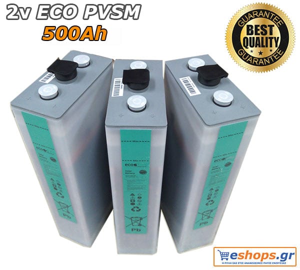 2V Μπαταρία Βαθιάς Εκφόρτισης ECOPVSM 500, Aνοικτού τύπου