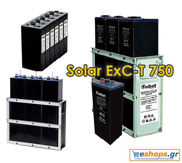 Μπαταρία Unibat 2V Solar Solar ExC-T 750 Unibatpower for life (751Ah c120)